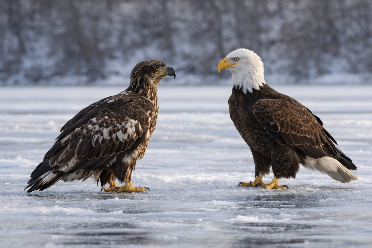 Bald eagle soaring over the Hudson River