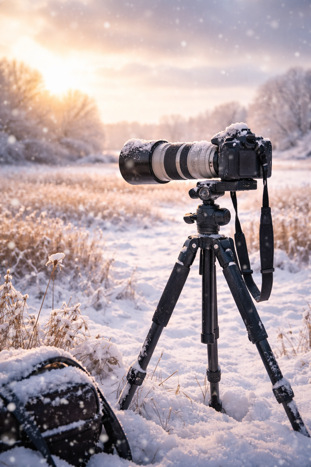 Camera gear in the grasslands